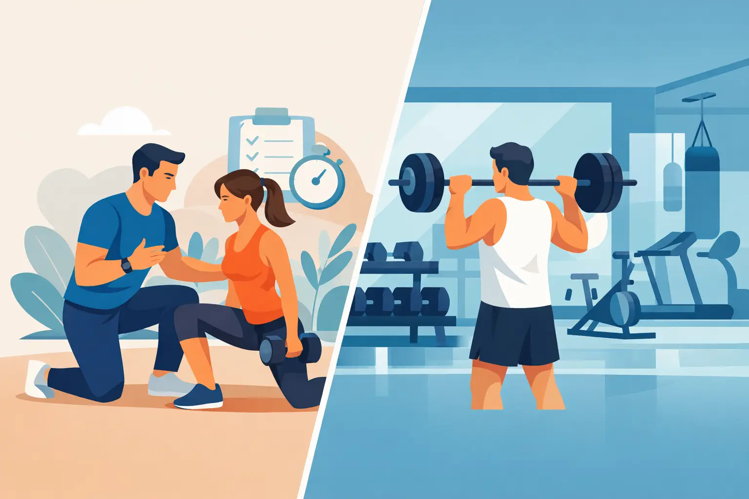 Entrenador personal o gimnasio: qué elegir