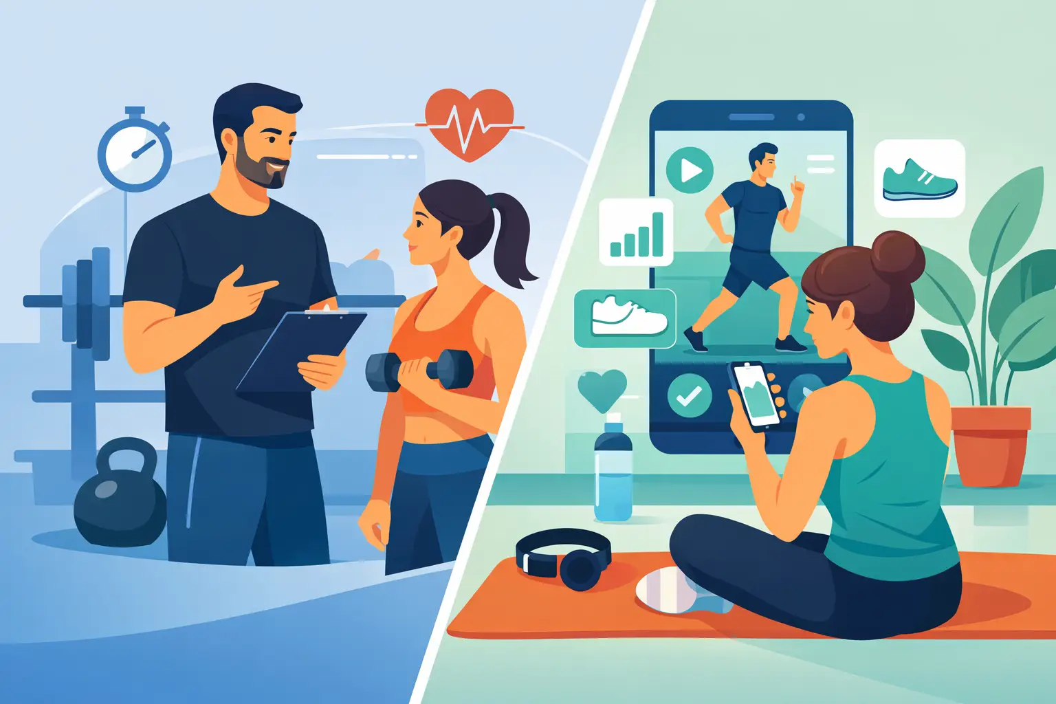 Coach fitness vs rutina app: elige para progresar