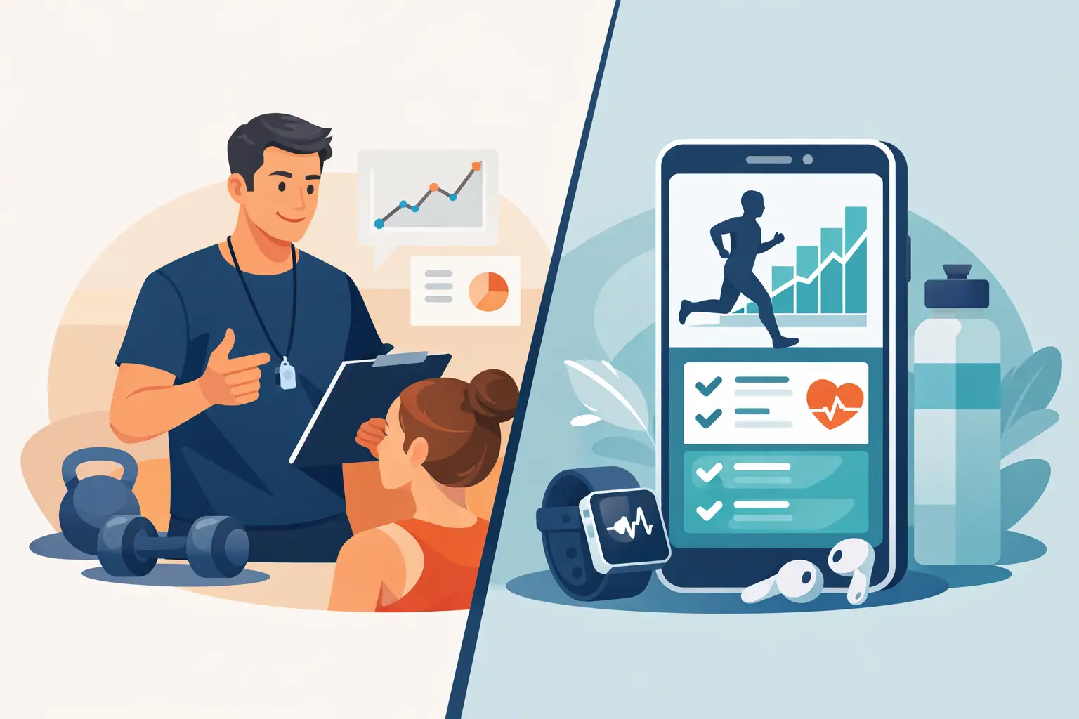 Entrenador versus aplicación para progresar