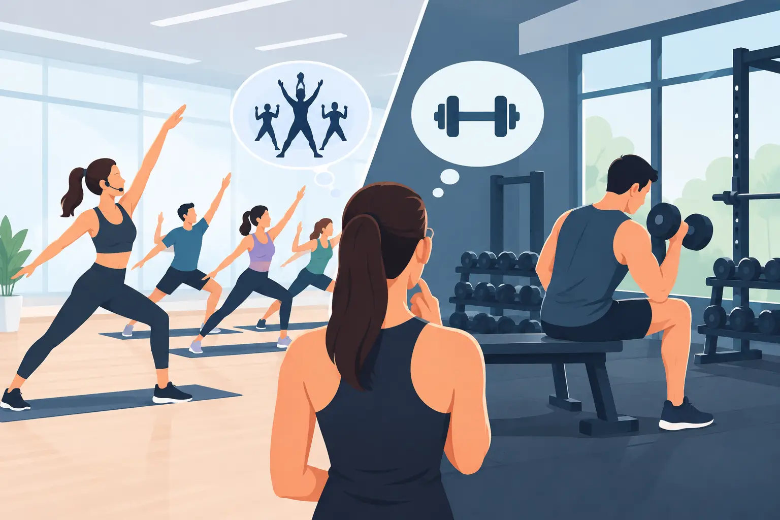 Clases guiadas versus gimnasio libre, ¿cuál elegir?